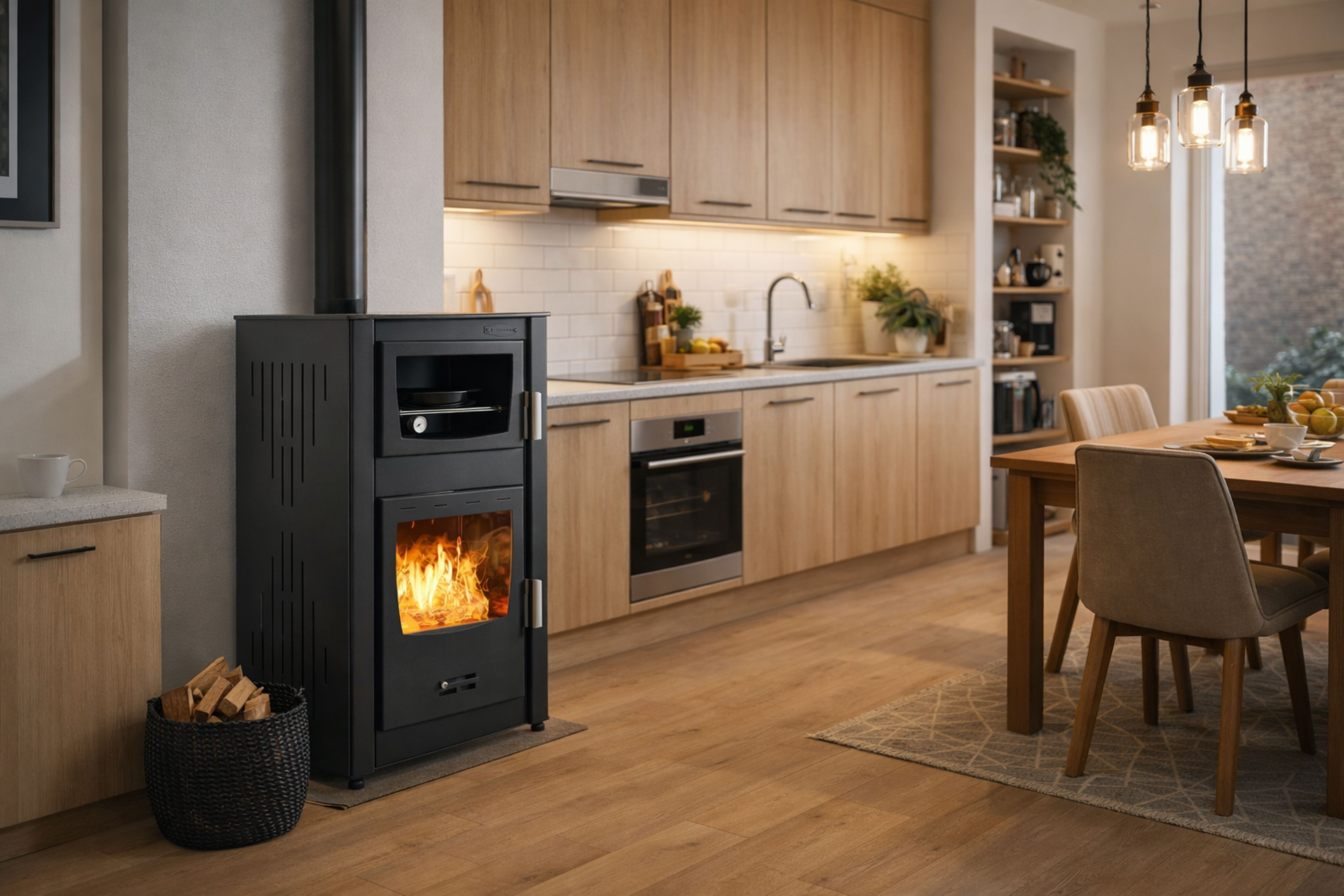 Τζάκι με ξύλα, φούρνο και υδροθάλαμο